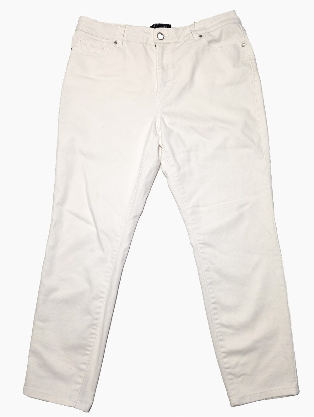 d Jeans Classic White Traditional Denim Pants Tapered Leg Stretch Fit Size 12